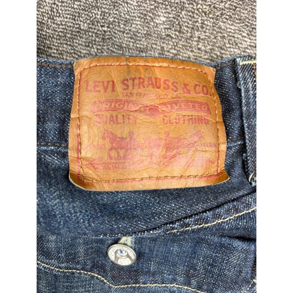 Levi's The Original Jeans Mens 32x34 Blue Slim Straight Dark Wash Denim